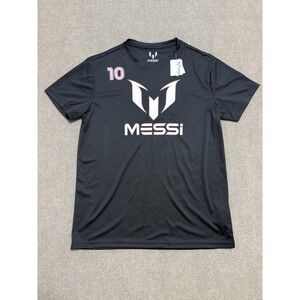 Messi Shirt Mens XS Black Pink Performance Soccer Football 10‎ Logo Athletic Tee